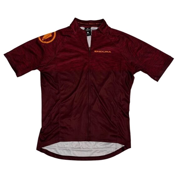 Endura men's cycling shirt M red short sleeve zip front back pockets - Picture 1 of 8